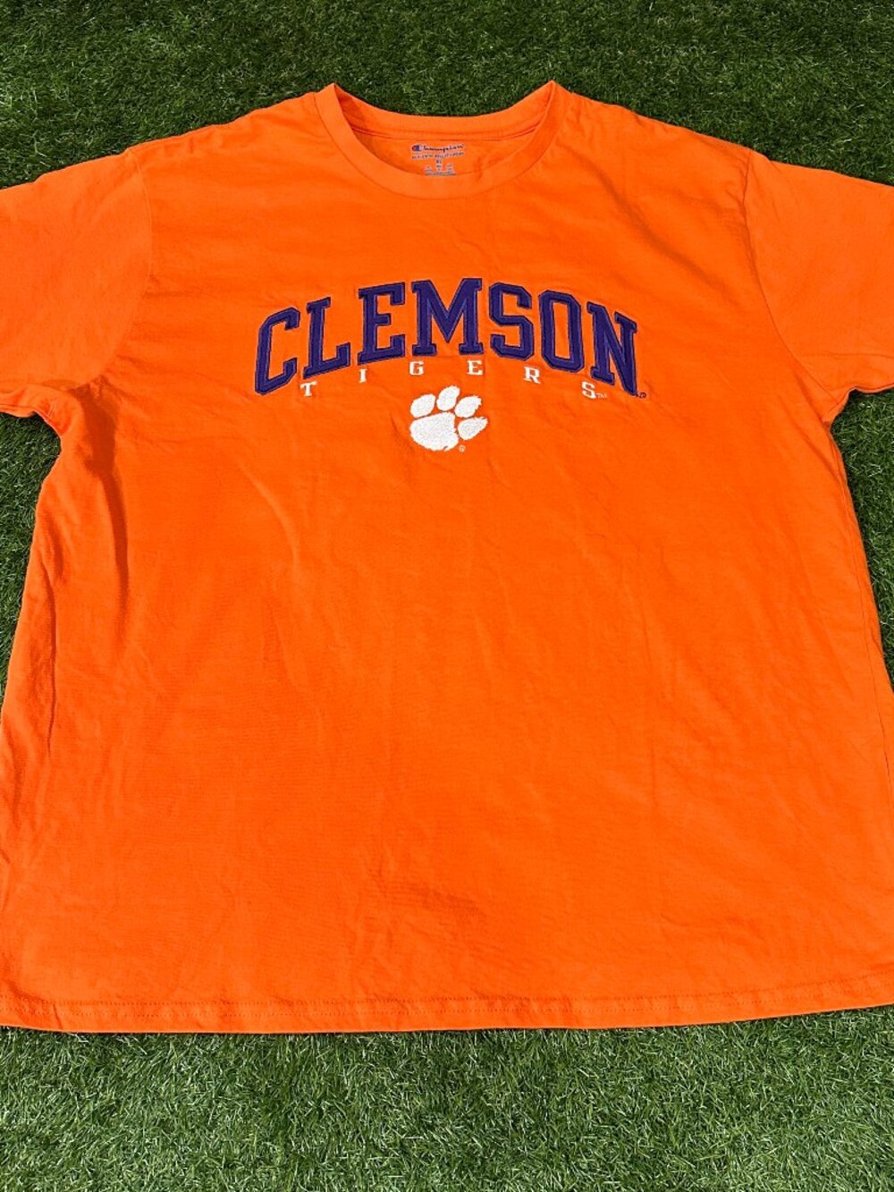 Clemson University Tigers T Shirt Men XL Champion Orange Arch Graphic Paw Logo